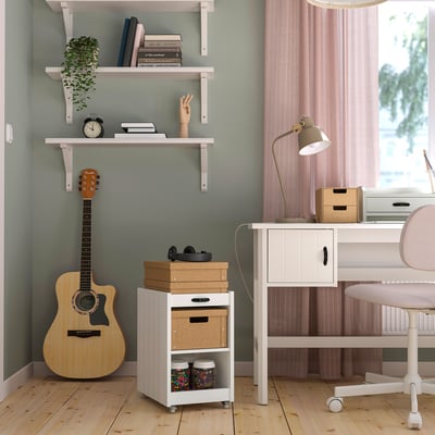 BRYTNING Desk and storage combination, white, 135x53 cm