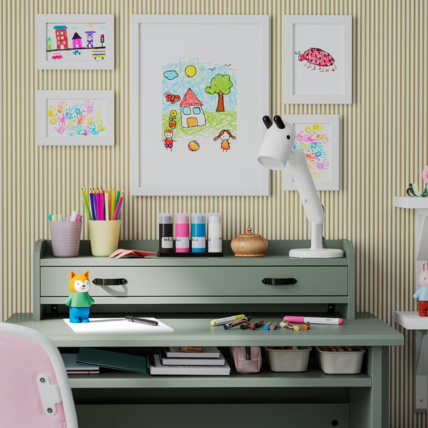 BRYTNING Desk with add-on unit, green, 85x53 cm