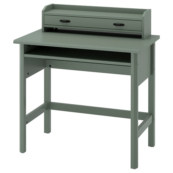 BRYTNING Desk with add-on unit, green, 85x53 cm