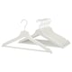 BUMERANG, white hangers, set of 10, wooden with grooves, chrome hooks, simple design, closet storage.