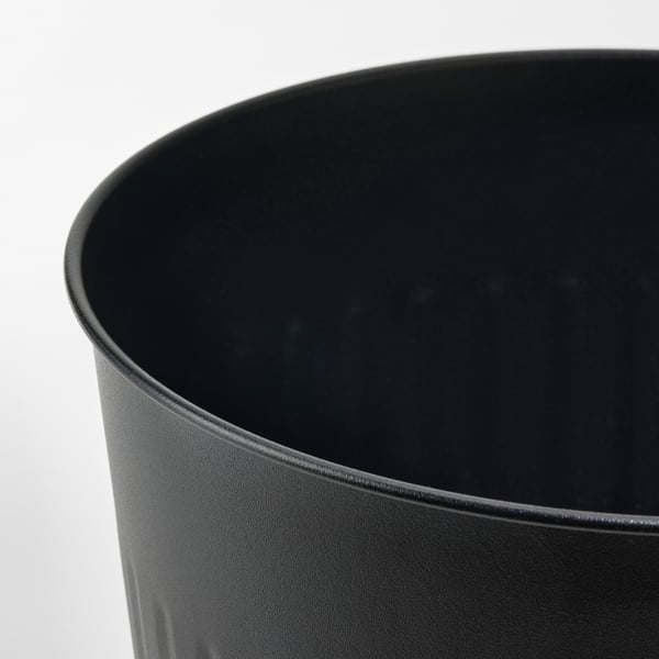 Black steel planter, smooth and glossy.