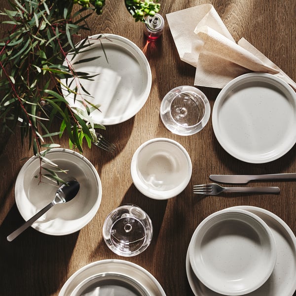 DAGGASTER Deep plate, dotted/light beige, 19 cm