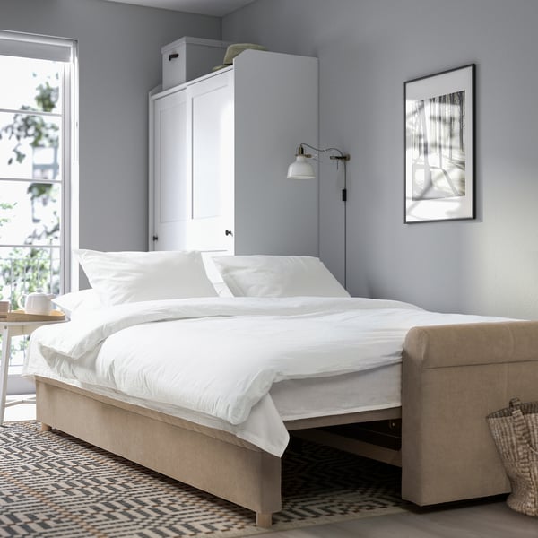 DÅNHULT 3-seat sofa-bed, Silkeryd dark grey-beige