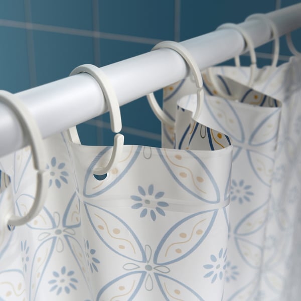 DOCKBÅT Shower curtain, white/multicolour, 180x200 cm