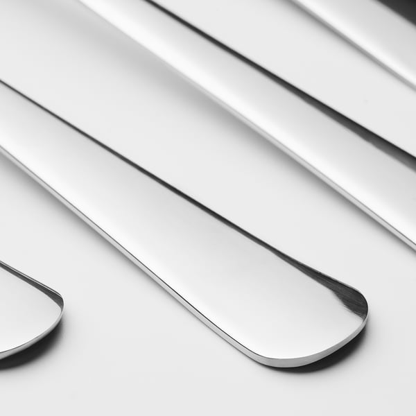 Stainless steel cutlery, sleek design, polished finish, durable quality.