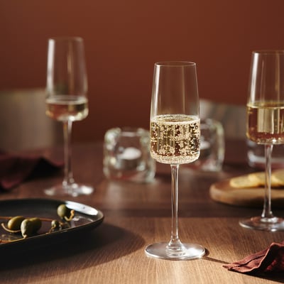 DYRGRIP Champagne glass, clear glass, 25 cl