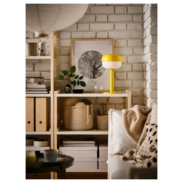 EKENABBEN Open shelving unit, aspen/white, 70x34x86 cm