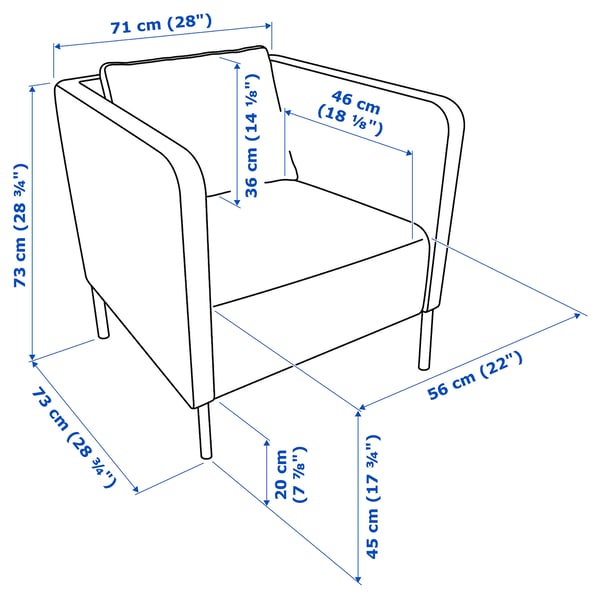Illustration with measurements for the product: EKERÖ.