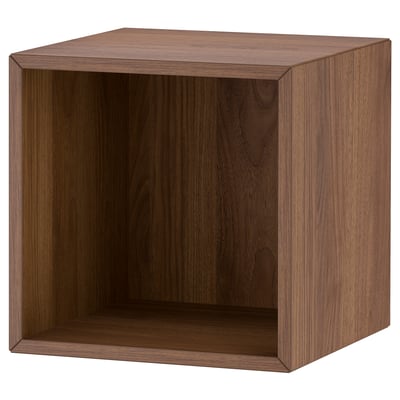 A brown wooden EKET storage cube. Its square-shaped with an open front, ideal for storage or display.