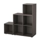 Dark grey EKET storage cubes in asymmetrical, modern design with multiple open compartments.