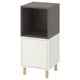 EKET storage cabinet, dark grey & white, square shape, wooden legs, open & closed storage.