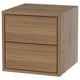 EKET wooden bedside table, light brown, square shape, two drawers, clean modern design.