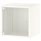 White EKET cube storage with glass door, sleek and modern.