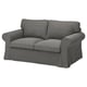 Grey EKTORP 2-seater sofa, plush cushions, rolled arms.