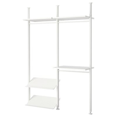 ELVARLI white modular shelving unit - adjustable shelves & clothes rails, metal & wood, modern design.