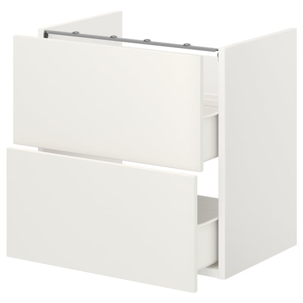 White ENHET bathroom cabinet, rectangular, two drawers.