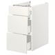 White ENHET kitchen cabinet with three open drawers, modern design.
