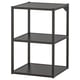 ENHET black metal storage unit with three shelves, modern geometric design.