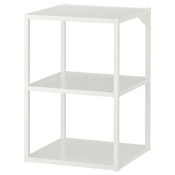A white ENHET storage unit with two open shelves.