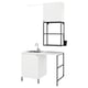 White ENHET laundry setup: sink, cabinet, shelves, modern design.