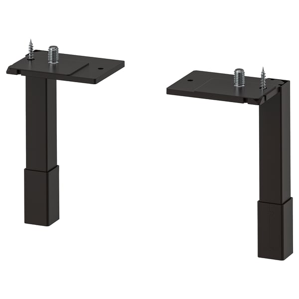 Black ENHET kitchen cabinet legs, metal, adjustable, set of two.