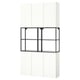 An ENHET white wall cabinet with a black metal open frame and shelves. It offers modern storage with a mix of open and closed spaces.
