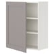 An ENHET wall cabinet in grey with two white shelves. It has a simple rectangular design with a flat door.