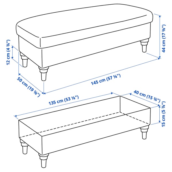 Illustration with measurements for the product: ESSEBODA.