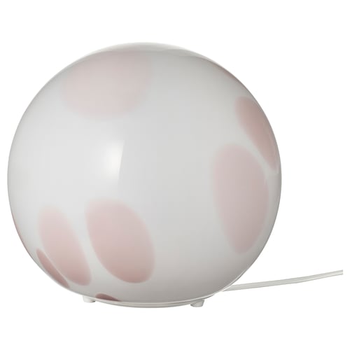 FADO lamp: grey-tinted glass globe on white base. Round shape, decorative. Soft, cosy light.