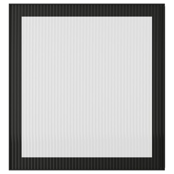 Square glossy black picture frame with vertical lines.