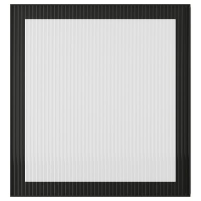 Square glossy black picture frame with vertical lines.