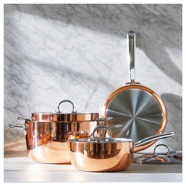 FINMAT copper cookware set - shiny, induction-ready