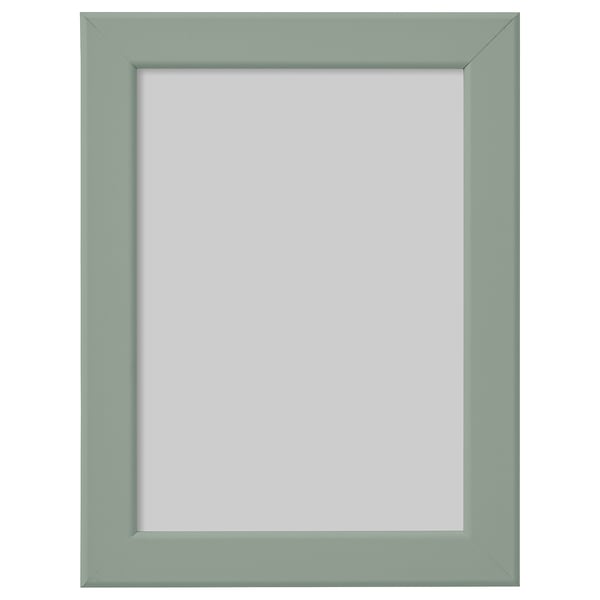 FISKBO light green empty picture frame, simple square design, plastic front protection, safe for kids rooms.