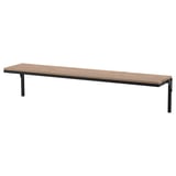 FJÄLLBO rustic wall shelf, natural wood & black metal, rectangular.
