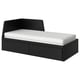Black FLEKKE convertible sofa-bed with white mattress, modern design.