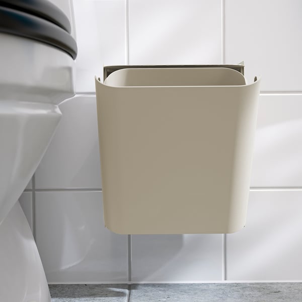 FLORSJÖN Waste bin, beige, 3 l