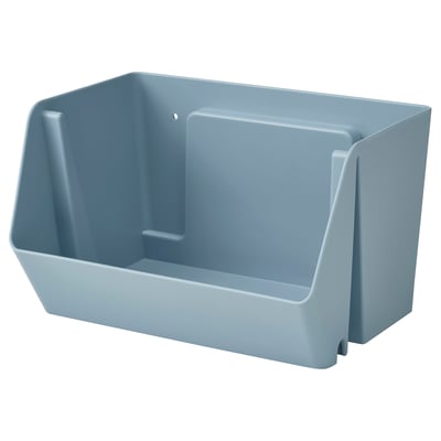 A blue FODERTRÅG wall or desk organiser, made of 50% recycled plastic, with a rectangular design and smooth finish.