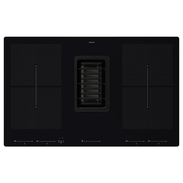 FÖRDELAKTIG black induction hob with built-in extractor, sleek design, efficient and space-saving.