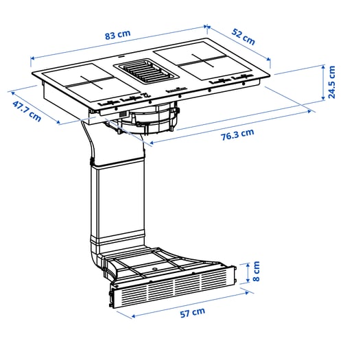 Illustration with measurements for the product: FÖRDELAKTIG.