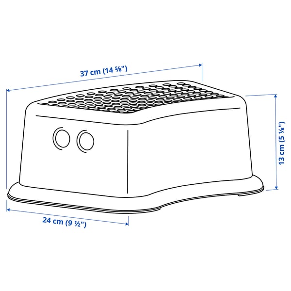 Illustration with measurements for the product: FÖRSIKTIG.