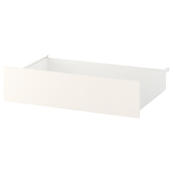 A white FONNES drawer, sleek, modern with clean lines, made of steel and fiberboard, ideal for storage.