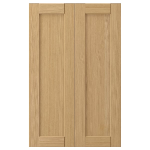 Forsbaka kitchen cabinet doors, light oak, wooden frame with bevelled edges, simple classic design.