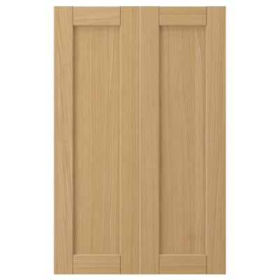 Forsbaka kitchen cabinet doors, light oak, wooden frame with bevelled edges, simple classic design.