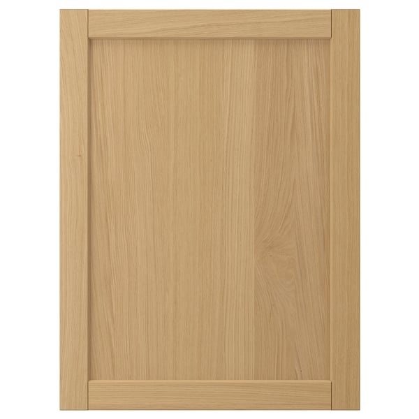 Forsbaka light oak veneer cabinet door with bevelled edges in classic frame design.