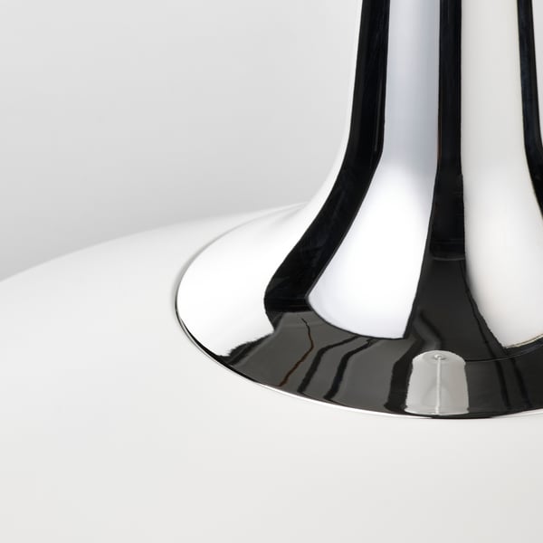 Modern lamp base, sleek design in black and white, glossy finish, precise craftsmanship.