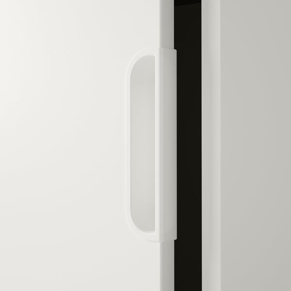 White modern cabinet with sleek handle; quality design for organised storage.