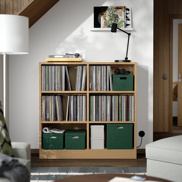 GJÄTTA Storage box with lid, velvet dark green, 25x35x20 cm