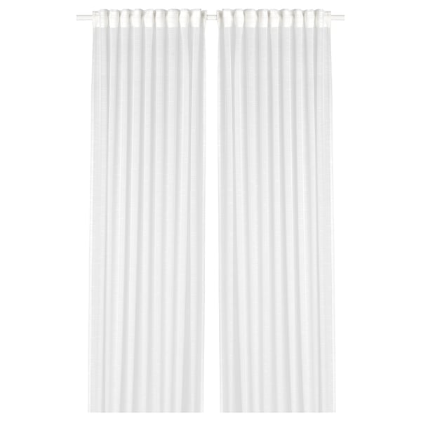 White GJERTRUD sheer curtains, rectangular, made from recycled polyester.