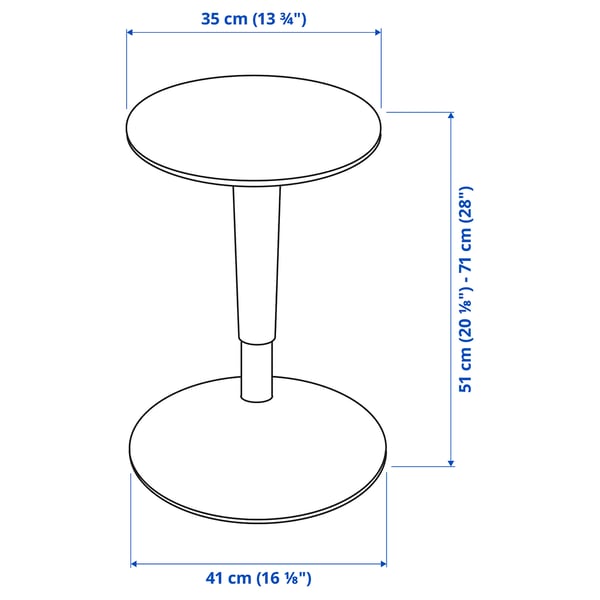 Illustration with measurements for the product: GLADHÖJDEN.