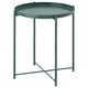 GLADOM round side table in green with removable tray, metal legs and frame. Easily portable.